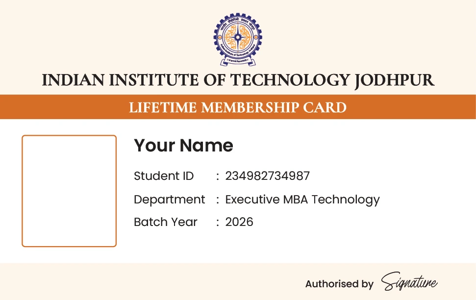IIT Jodhpur MBA Alumni Card & email ID on enrolling in the Management & Technology Program