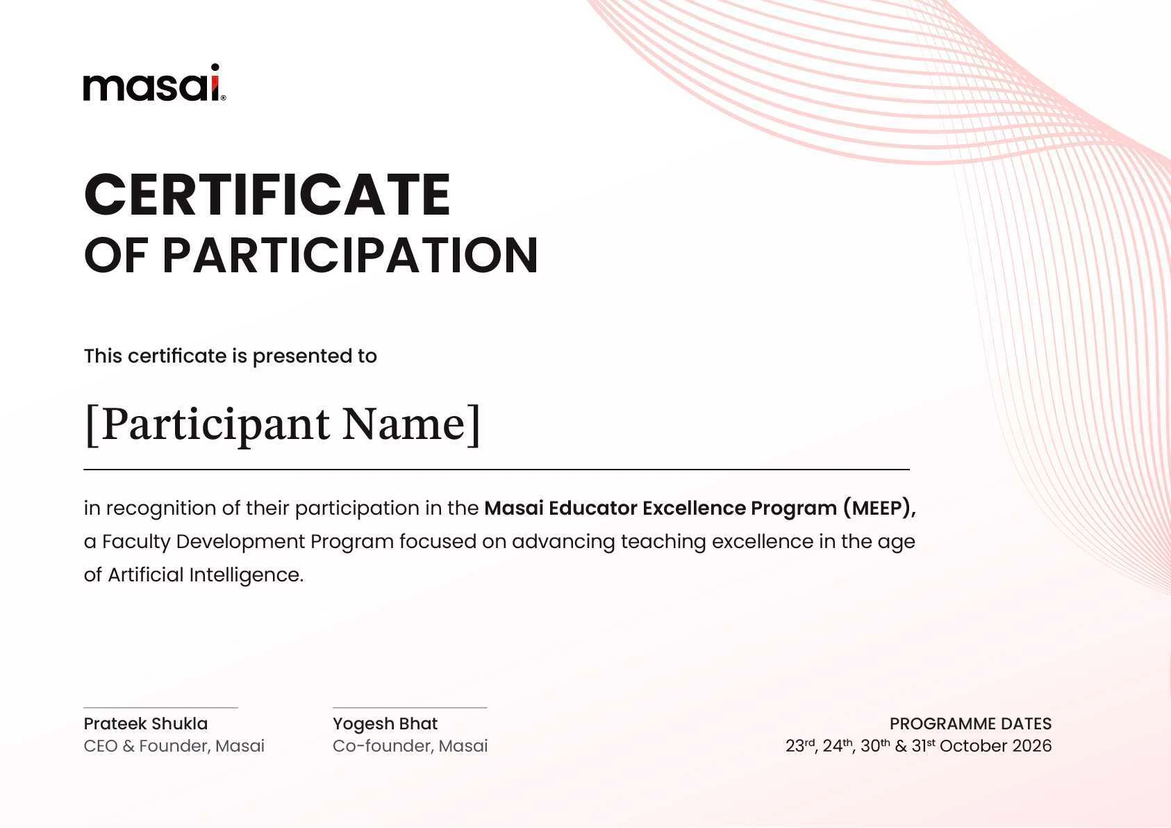 Sample MEEP Certificate of Participation