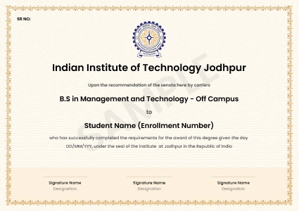 Degree from IIT Jodhpur
