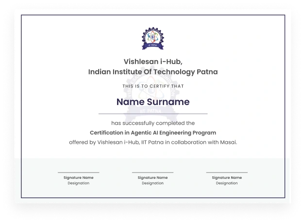 Certification in Agentic AI, Vishlesan i-Hub, IIT Patna