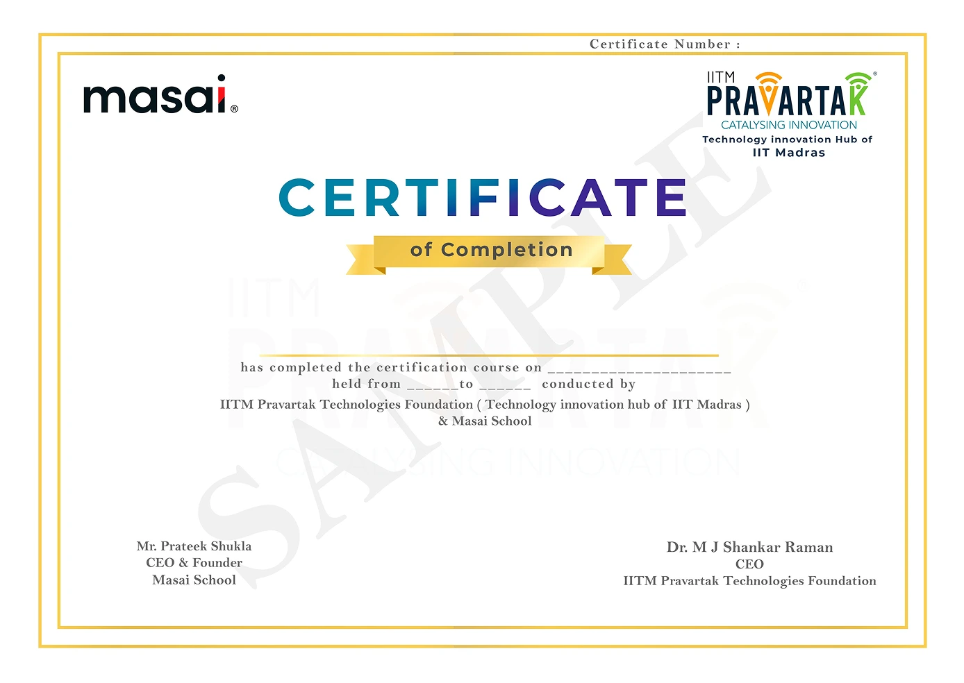 Certification by IITM Pravartak