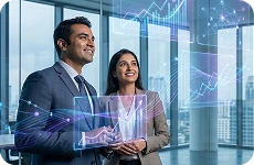 Professionals reviewing business analytics data