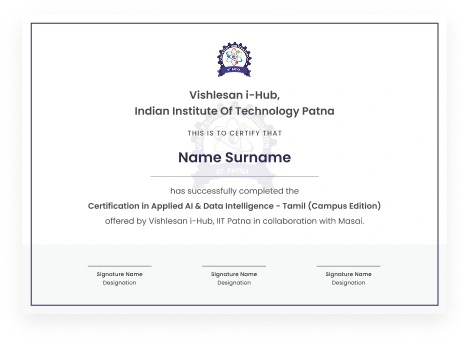 Certification by Vishlesan i-Hub IIT, Patna