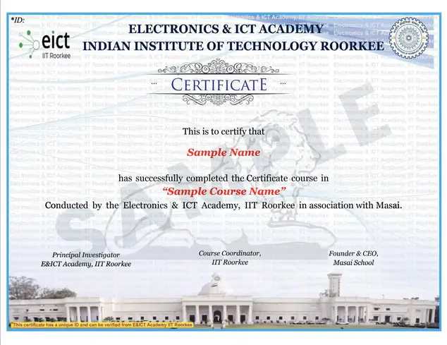 Sample program completion certificate — IIT Roorkee