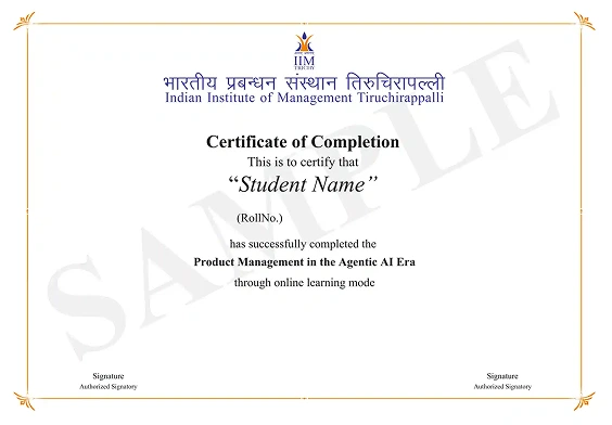 Sample program completion certificate — BITSoM CEPD