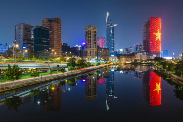 Vietnam skyline at dusk